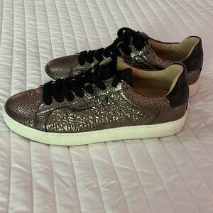 All Saints women’s gold sparkle tennis shoe, size 6